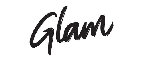 Black 'Glam' text on a white background
