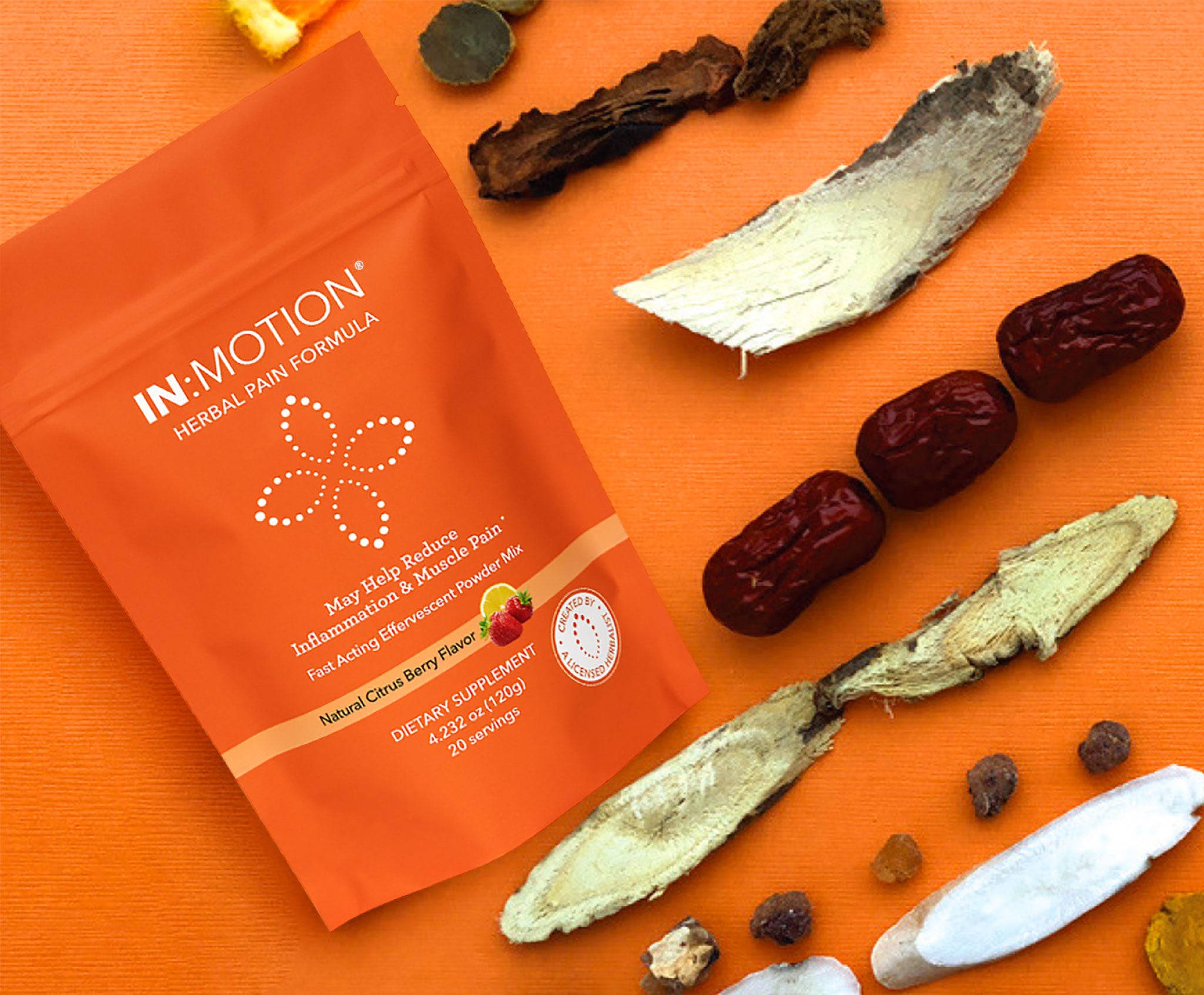 IN MOTION pouch with ingredients