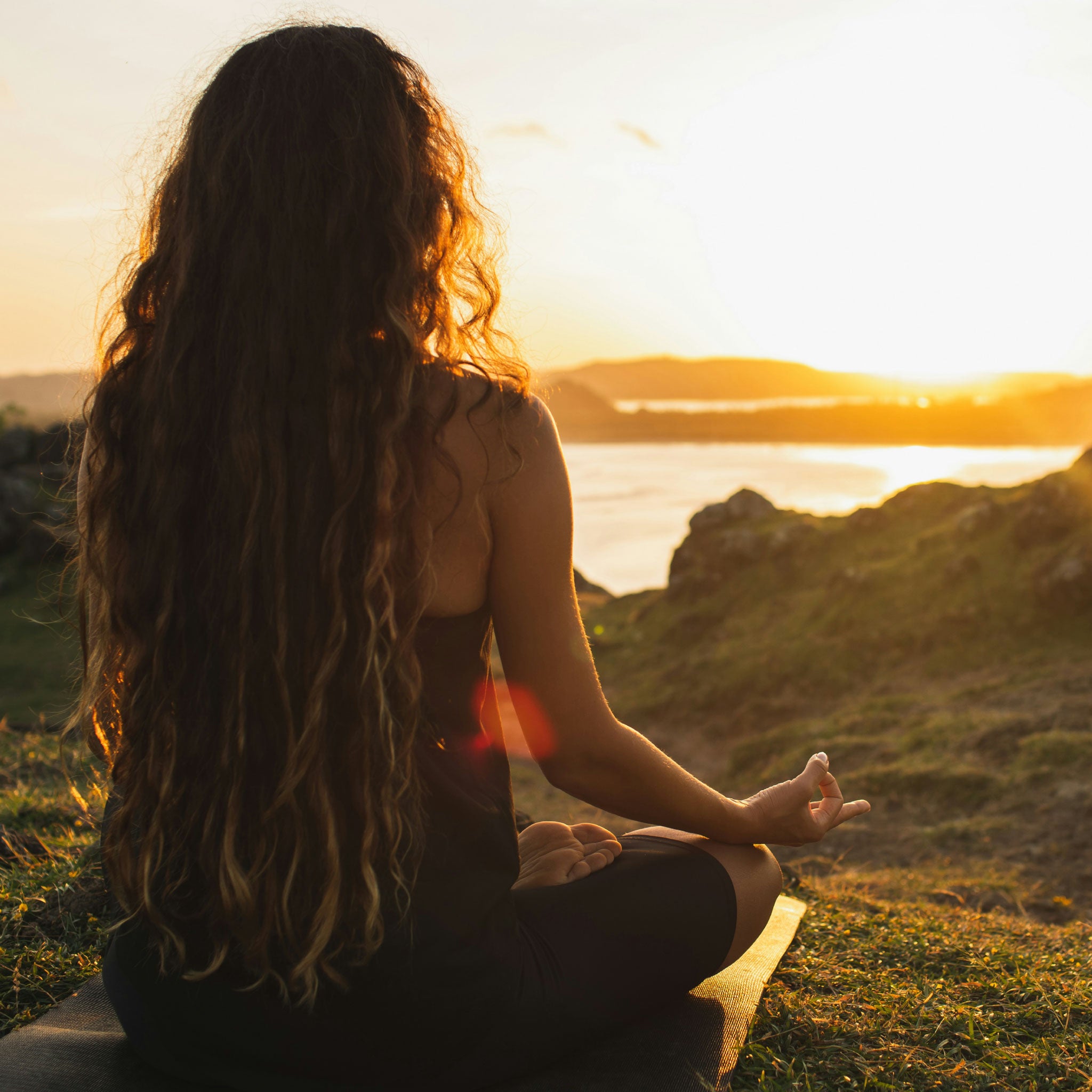 A woman practicing yoga
