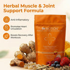 in motion herbal supplement with ingredients and benefits on a light background